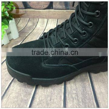 Black Leather Rubber Outsole Army Military Combat Boots for Man photo-3