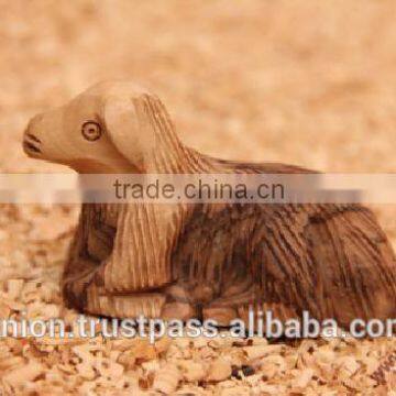 Olive Wood Carved Sleepy Sheep