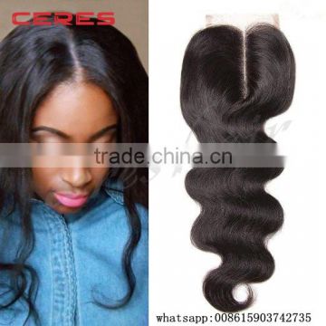 Human Hair Weave Lace Closure Peruvian Silk Body Wave Closure Middle Part Closure