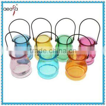 cheap colored hanging glass candle holder