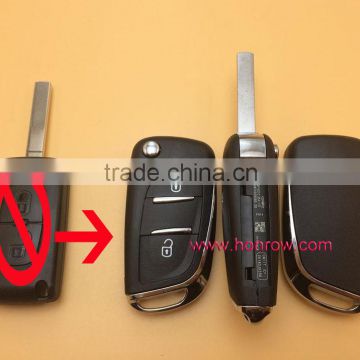 Peugeot 2 button modified flip remote blank key with VA2 307 Blade -- With battery place (No Logo)