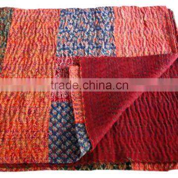 RTHKG-15 Designer Patchwork Cotton Fabric Kantha Indian Traditional Bengali Gudari Bedspread Throw Manufacturers Wholesaler