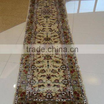 Handknotted silk rug corridor carpet