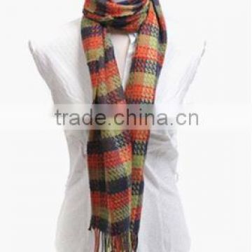 Cashmere-Feel Acrylic Fringed Plaid Scarf