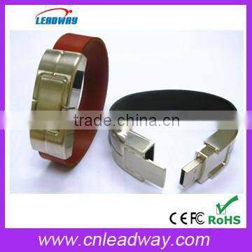 High quality leather bracelet usb flash pendrive 2gb/4gb/8gb/16gb/32gb with key chain magnet, USB 2.0 memory stick/leather key