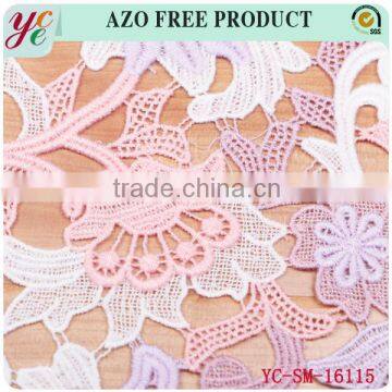 Hot Sale Colorful Contracted Flowers Water Soluble Lace Fabric Chemical Lace Embroidery Fabric photo-4