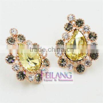 Fashion Earrings Teardrop Shaped Blue Yellow Crystal Stud Earrings