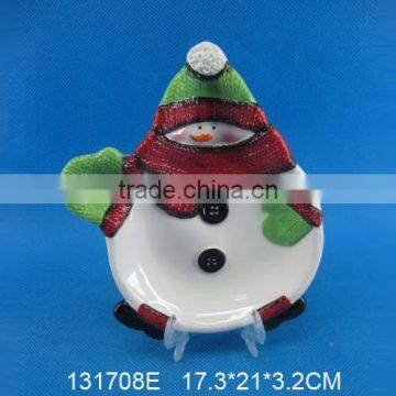 2016 new style Ceramic Christmas Snowman Plate