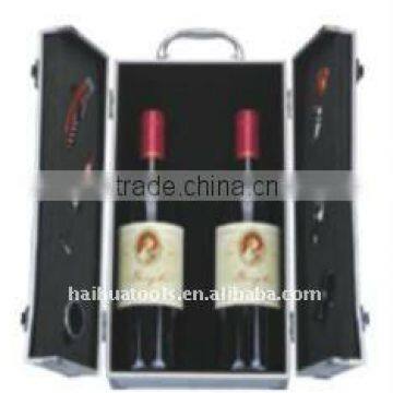 deluxe aluminium wine box with 6 accessories for two bottles