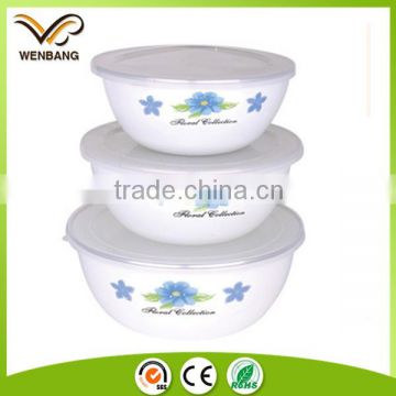 Custom logo printed enamel color bowls with lids