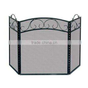 Black Metal Fireplace Mesh Screen, 3 panels sparkguard