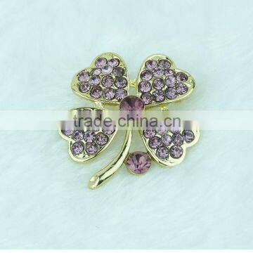 big crystal clover women brooch colorful leaf alloy dress accessories