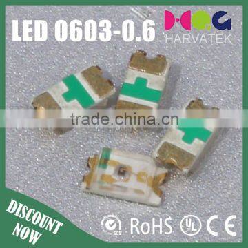 High quality 0.6T surface mount 25mA 0603 yellow green epistar cree chip led