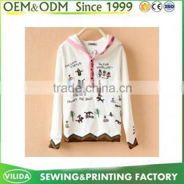 Plus Size 100% Cotton Screen Printed Sweatshirt Hoodies Custom New Hoodies with Button OEM