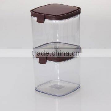 Lid hinged Ultra-Clear Press to open Airtight Sealed Plastic storage jars