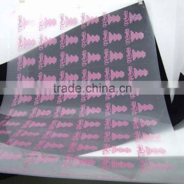 fashion custom Plastic PET Film Heat Trasnfer label