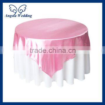 TL014A Wholesale Cheap elegant polyester wedding plain satin blush pink table overlay