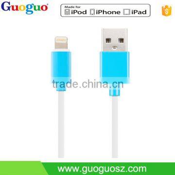 High quality cololful normal injection 8 pin tranfer data mfi usb cable for iphone7