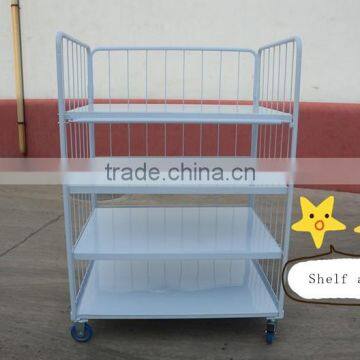 Electrostatic spraying surface treatment shelf box handling foldable steel platform trolley