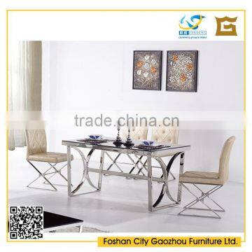 Modern home dining room sets furniture glass top dining table 6 chairs set