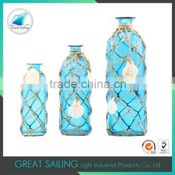 china home decor ocean blue glass vases wholesale in different sizes