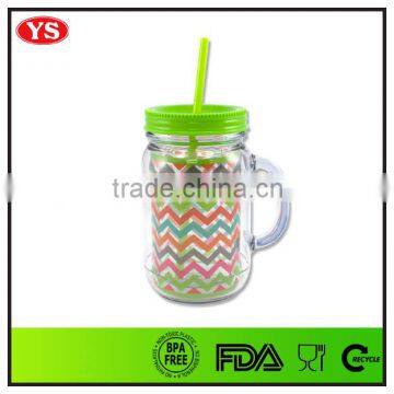 20oz Double Wall Plastic Mason Jar With Insert Paper