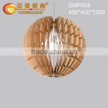 Artistic wooden pendant lamp lantern shape hanging light for hotel lobby,Creative wood pendant lamp