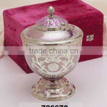 Pink Bouquet Hand Engraved Solid Brass Metal Cremation Funeral Urn