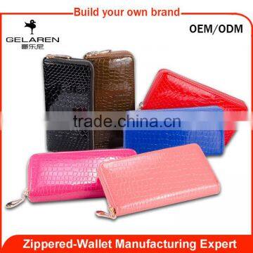 Multi-Color High Quality Ladies Style Leather Zipper Wallet for wholesale