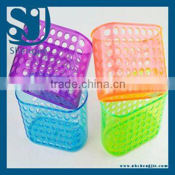 Trade Assurance Plastic suction cup bathroom basket /holders/shelf/PLASTIC BASKET bathroom basket with handle