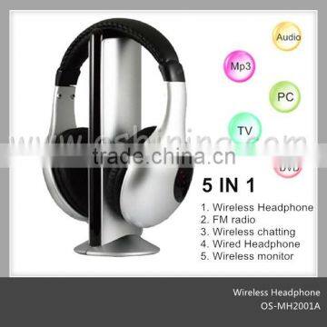 5 in 1 wireless headphone with FM radio + wireless chatting+ wireless monitor (OS - MH2001A)