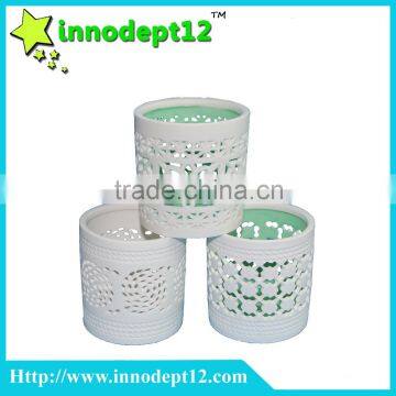 Wholesale home decoration ceramic tealight candle holder with kinds of shape holes