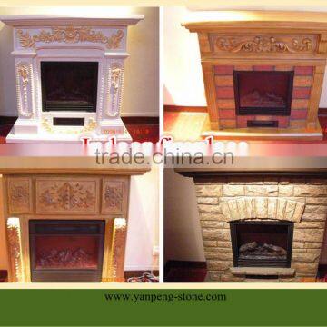 indoor stone fireplace