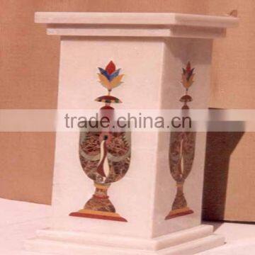 Designing Pink Marble Corner Decor Pedestal