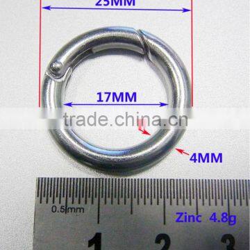 Hot sales fashion zinc alloy metal ring round carabiner out diameter is 25MM. 28MM .37MM.38MM 47MM