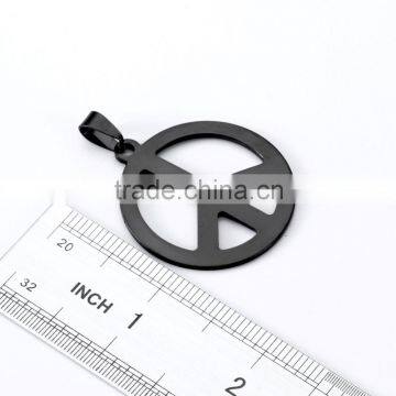 Fashion Stainless Steel Jeweley Peace Sign Pendant , Black Round Circle Airplane Pendant Necklace photo-3