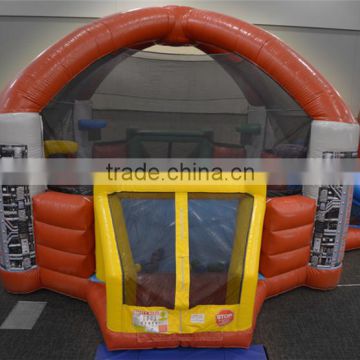 Large sports arena inflatable bounce football field with 4 goal,Children jumping soccer pitch outdoor games