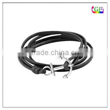 Customized alloy Metal Braided Rope Woven Leather Bracelets