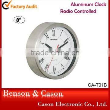 Cason 8'' decorative radio controlled aluminum wall clock