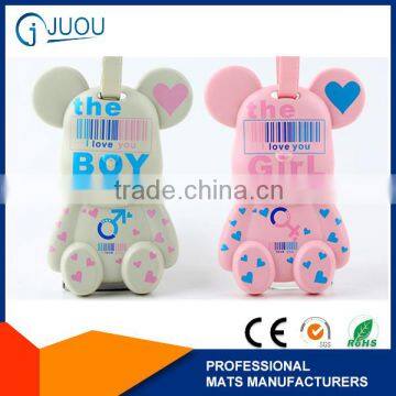 pvc silicone bear shaped funny luggage tag