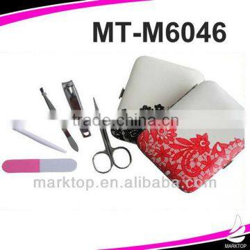 Hot! Fancy leather 5PCS manicure set for girl