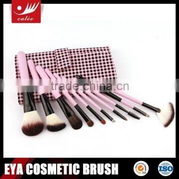 10pcs Animal and Nylon Hair Wood Handle Travel Make Up Brushes With Bag photo-3