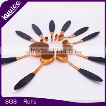 China OEM Eco Professional electroplating handle synthetic hair Tooth Brush Shaped makeup Brush kits