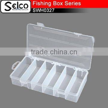 Six compartments Transparent plastic fishing tackle accessories box