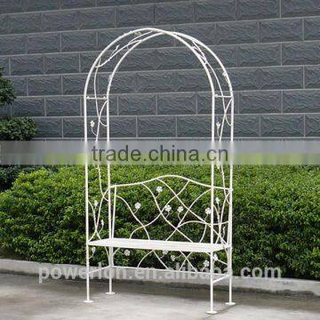Garden Wrought Iron Pastel Green Garden Arch Outdoor Archway With Bench photo-3