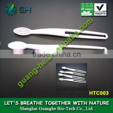 Disposable hotel used eco-friendly material100% biodegradable safe plastic PLA toothbrush