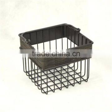 Square Metal Wire and Textilene Bathroom Caddy With Handle photo-4