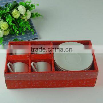 wholesale cheap price ceramic tea cup set with saucer with color box packing