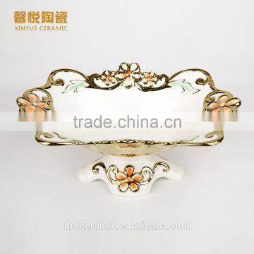 Hotel Used Ceramic Chocolate Candy Fruit Plate Golden,whole Porcelain Dish