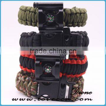 6 in 1 Bottle Opener+Whistle+Fireflint+Blade+Thermometer+Compass Buckle Outdoor Survival Paracord Bracelet photo-5